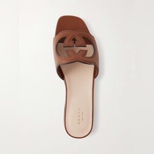 Gucci Cutout Logo Leather Slides (Size 39)